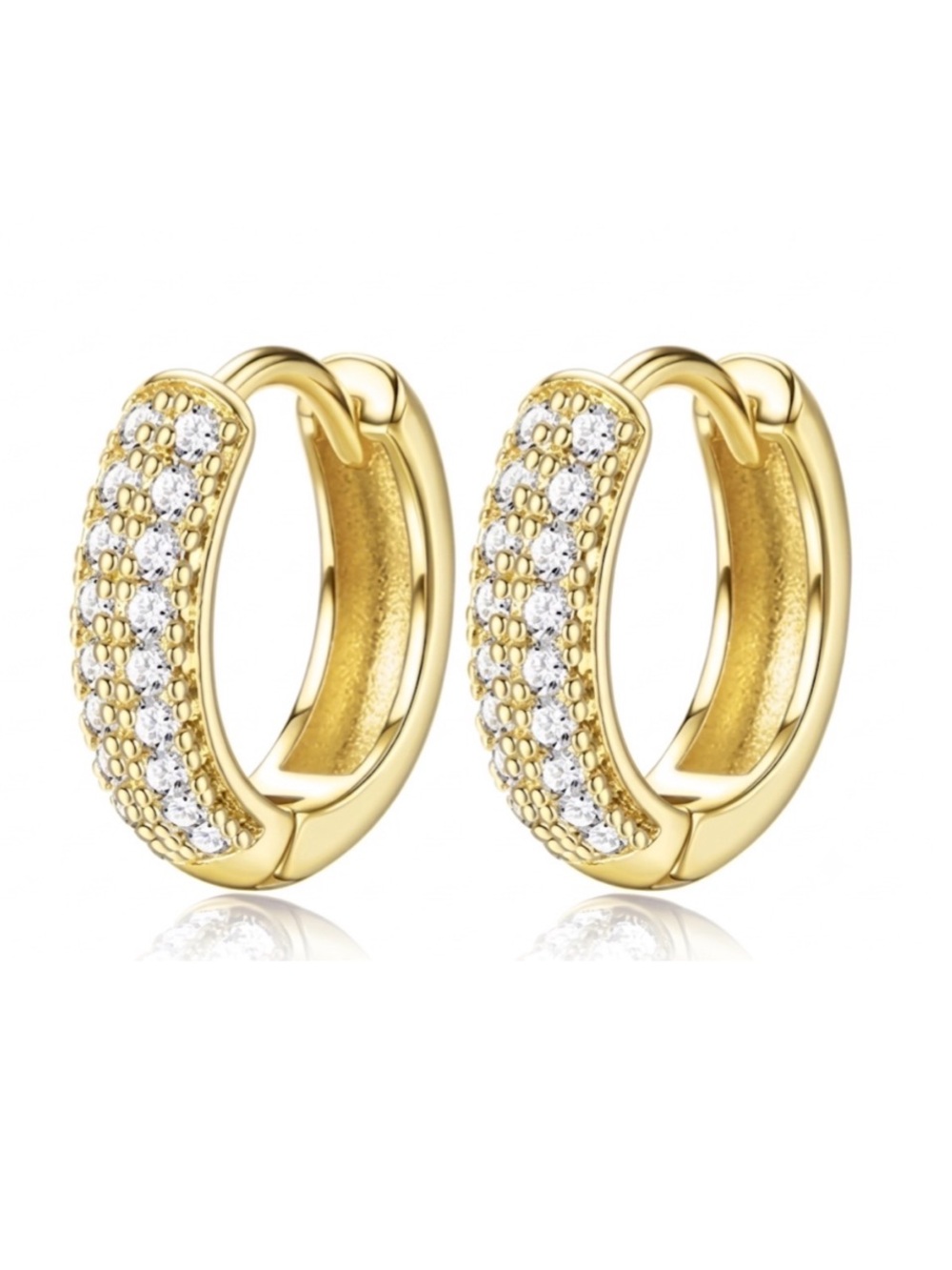 ⭐️FINAL PRICE #197 Gold Plated Cubic Zirconia Huggie Hoop Earrings